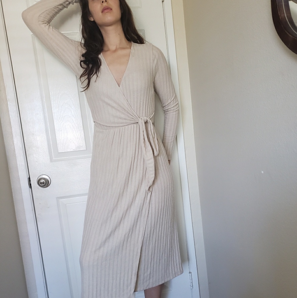 LUSH rib knit wrap dress